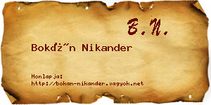 Bokán Nikander névjegykártya